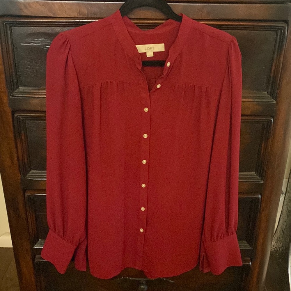 Loft Blouse; size medium; red